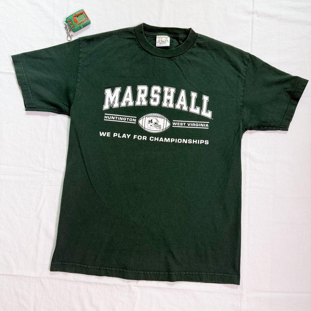 Vintage Marshall University Football Thundering Herd Heavyweight T-Shirt - M